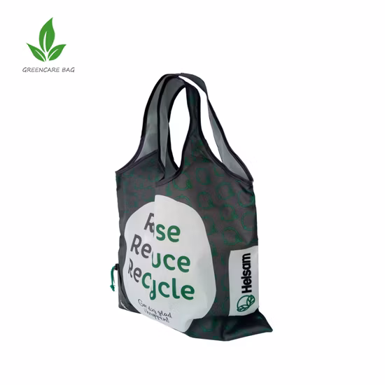 Diretamente da fábrica 100% Eco reciclado personalizado RPET 190t 210d Colete dobrável Saco de compras