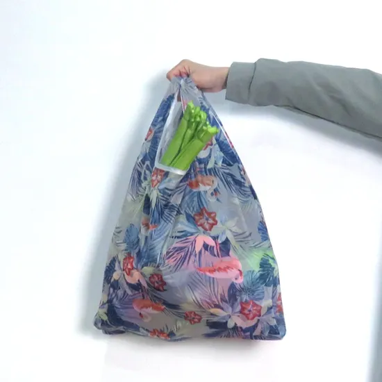 Custom RPET Polyester Foldable Portable Shopping Bag for Supermarket